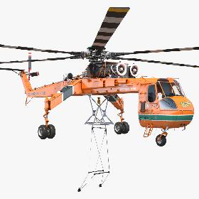 Heavy-Lift Sikorsky S-64 Skycrane Helicopter Rigged model